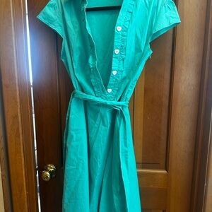 Elegant Teal Dress with Heart Buttons